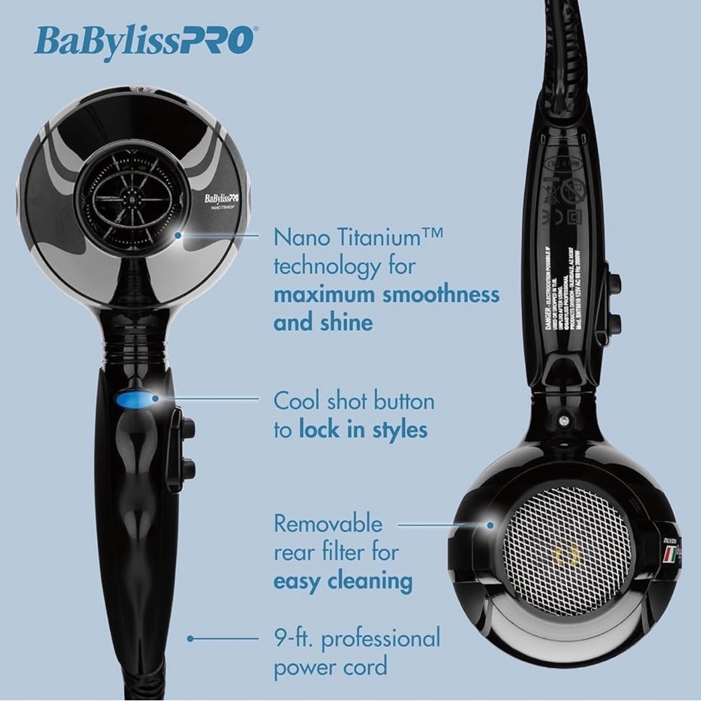 BaByliss Metallic Blue Professional Hair Dryer - Picture 3 of 7
